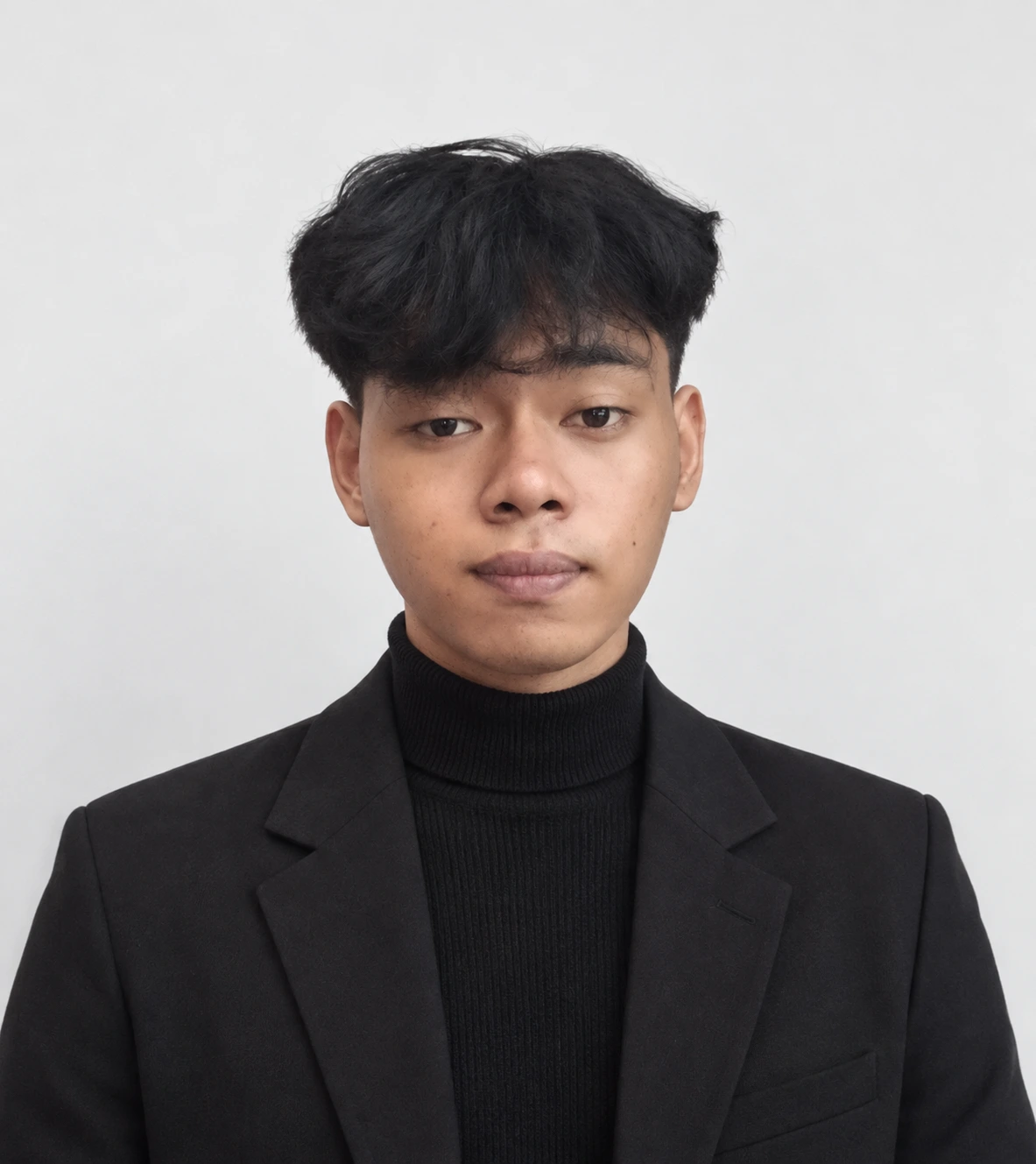 Wisnu Wardhana, wearing a black turtleneck and black blazer.