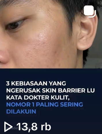 PedeTanpaJerawat short-form video #3 — smaller skincare experiment with 13.8K views.